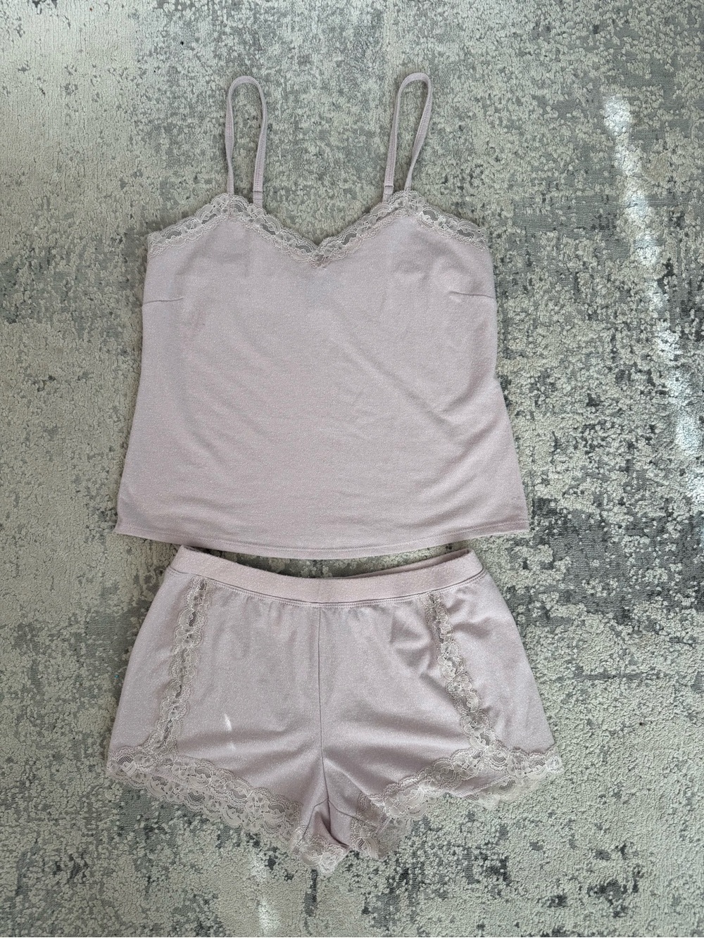 💕INC Lace Trim Cami & Shorts Sleep Set Light Mauve Soft